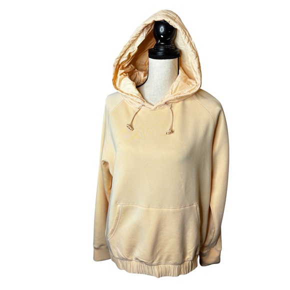 Mono B Tops - Mono B Womens Peach Mixed Media Windbreaker Hooded Sweatshirt Medium Soft